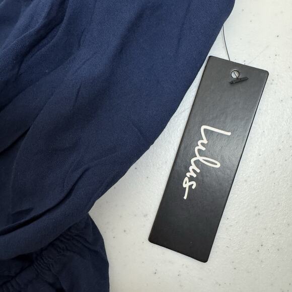 Lulu's Learning to Fly Halter Jumpsuit Womens Large Cinched Waist Backless Blue - Picture 7 of 16